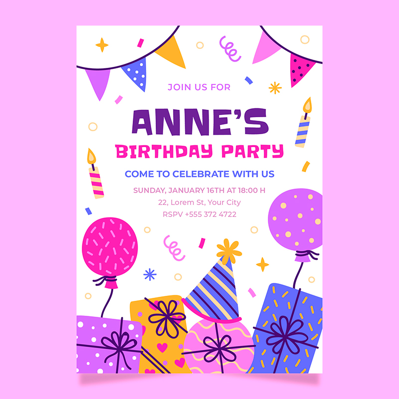 Invitación Evento Cumpleaños Color