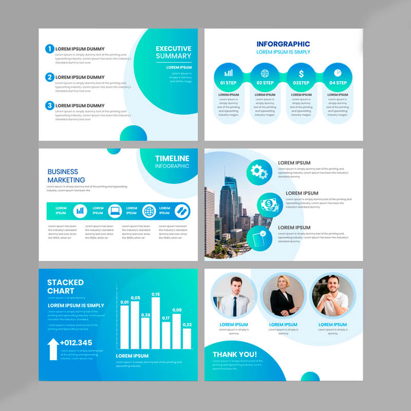Presentación de servicios con formas circulares