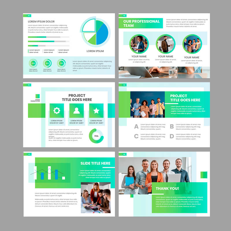 Presentación diapositivas en colores verdes para empresas ecológicas