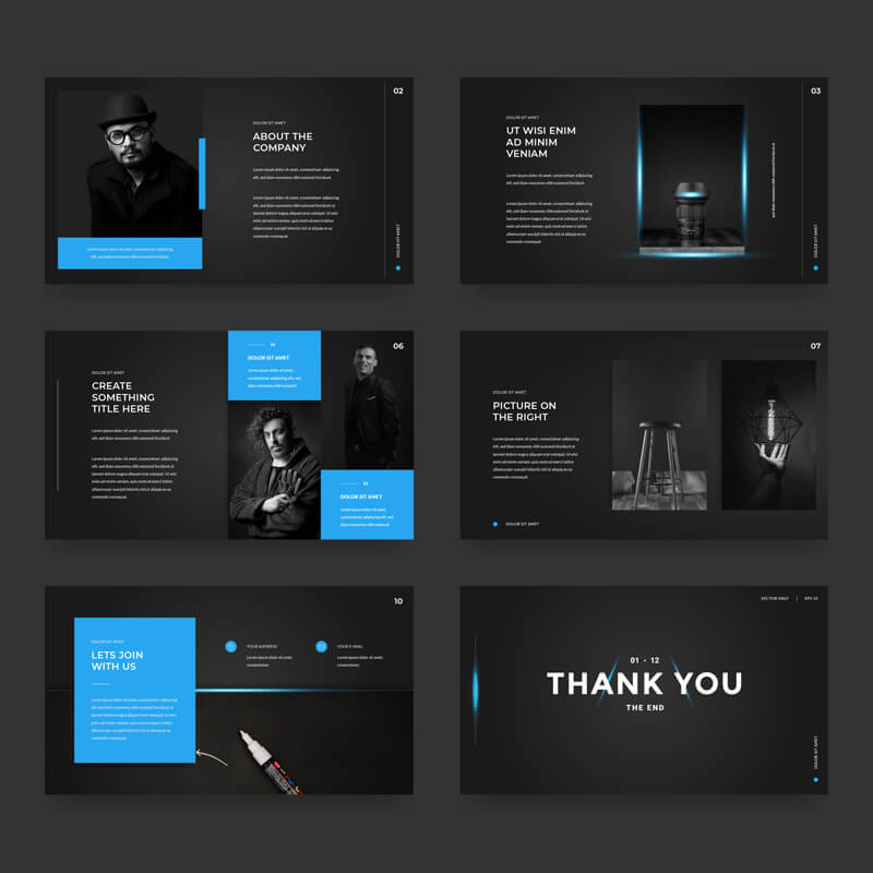 Presentación de portafolio personal fondo oscuro